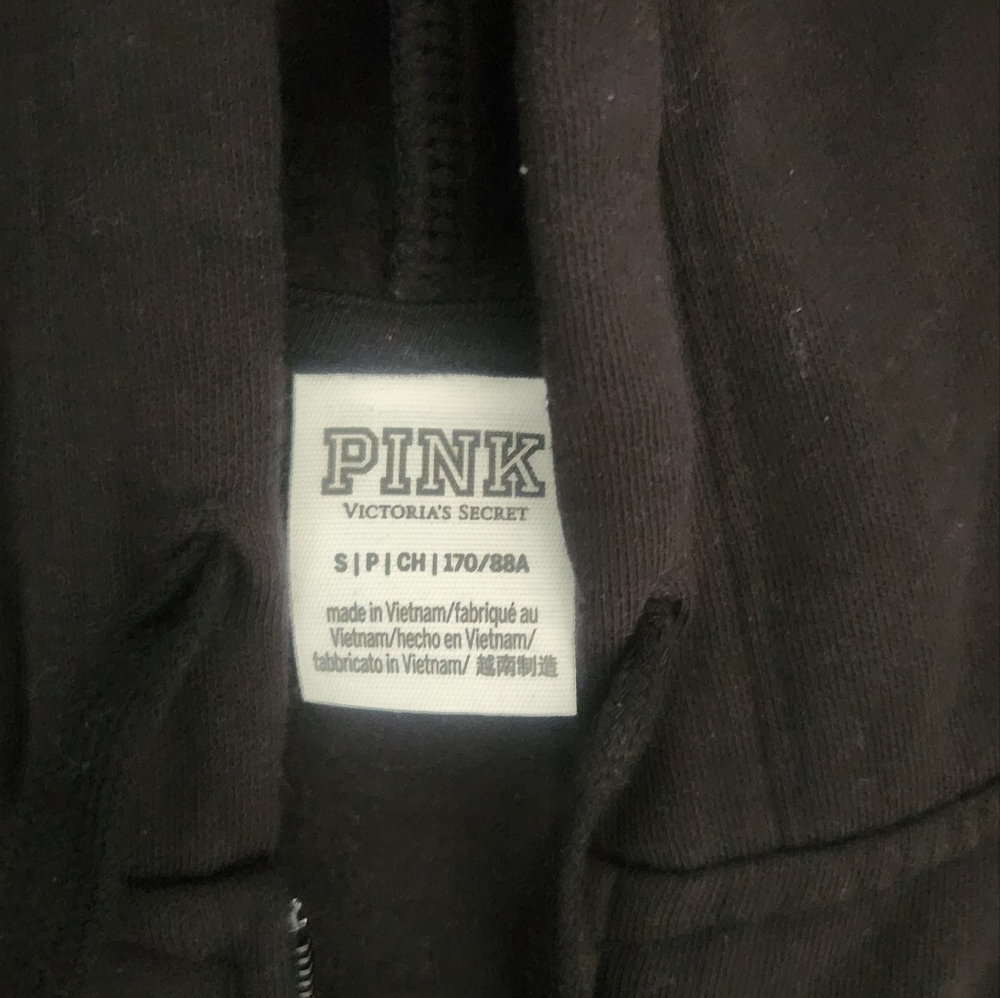 Victoria's Secret Pink Black Hoodie Jacket Size Small - Picture 2 of 6